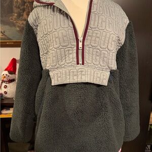 UGG Charcoal and Light Gray Half-Zip Pullover